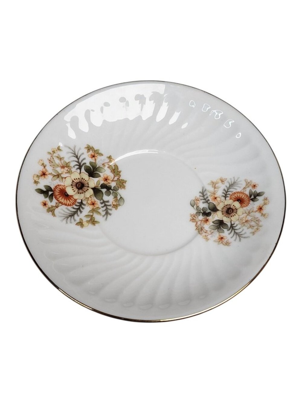 Vintage Demitasse Saucer ONLY featuring Wild Flowers Made In china White Orange